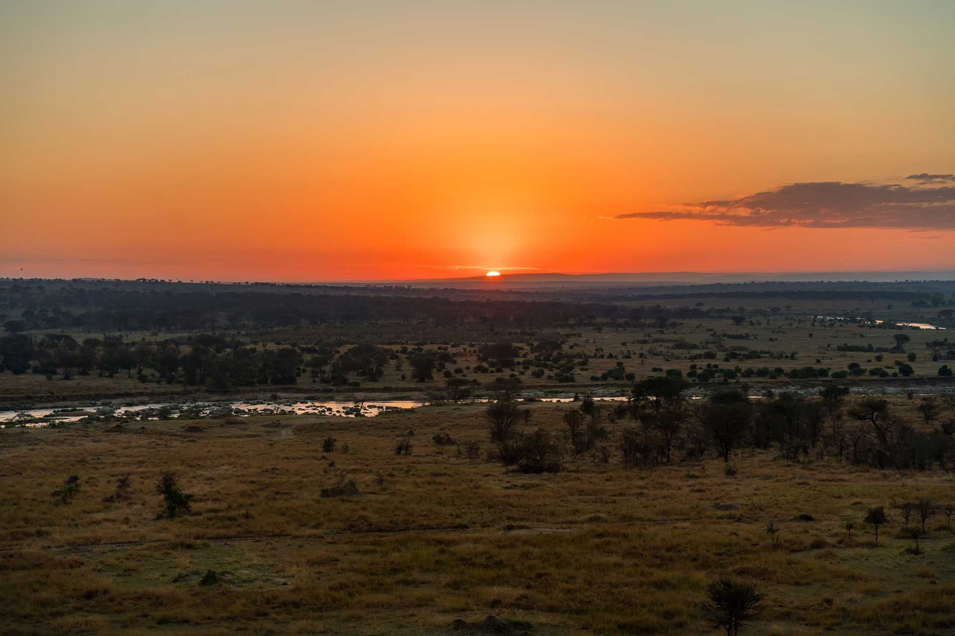 Sunset and the escarpment in Lake Naivasha