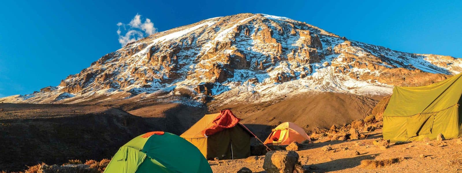 The scenic southern approach, camping rather than huts, with a better acclimatisation profile.