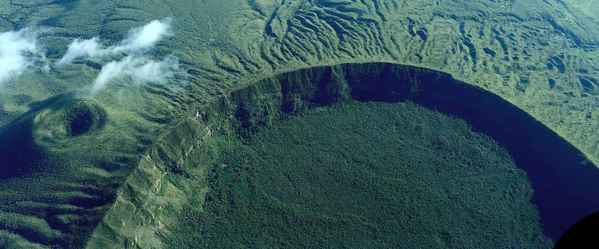 The crater and an aerial view in Mount Longonot